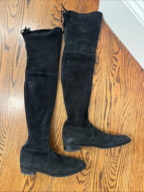 Stuart Weitzman Black Suede Over-the-Knee Boots